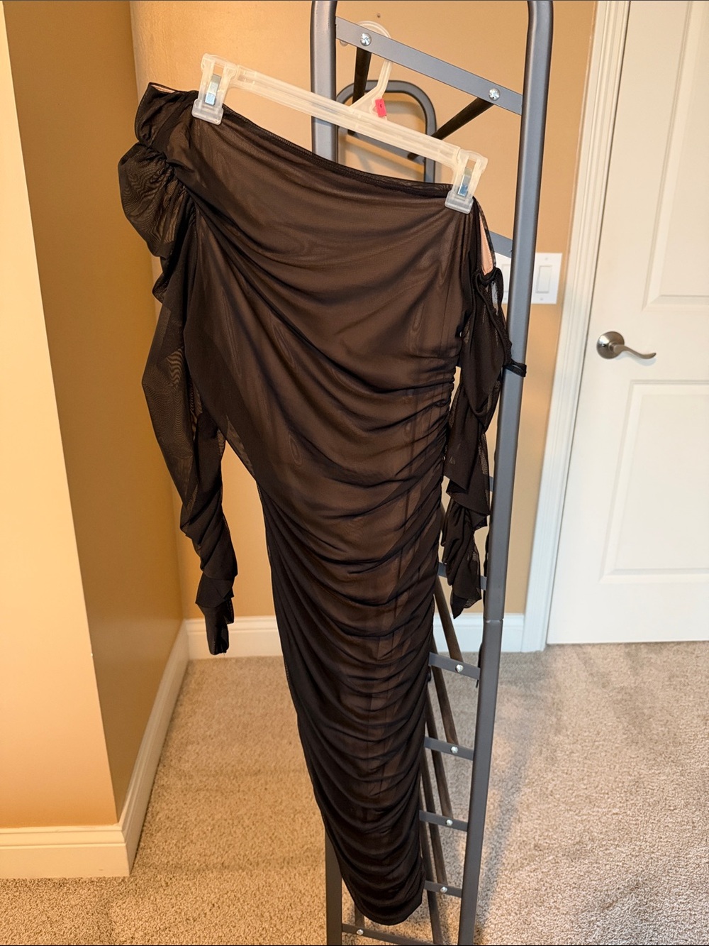 Off-Shoulder Ruched Black Women’s Dress